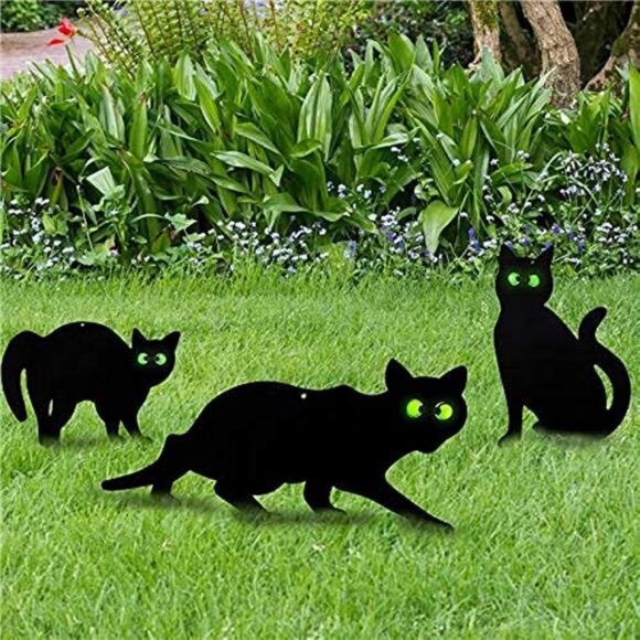 3 Pack Halloween Metal with Reflective Eyes Halloween Yard Lawn Stakes Garden - Picture 1 of 7